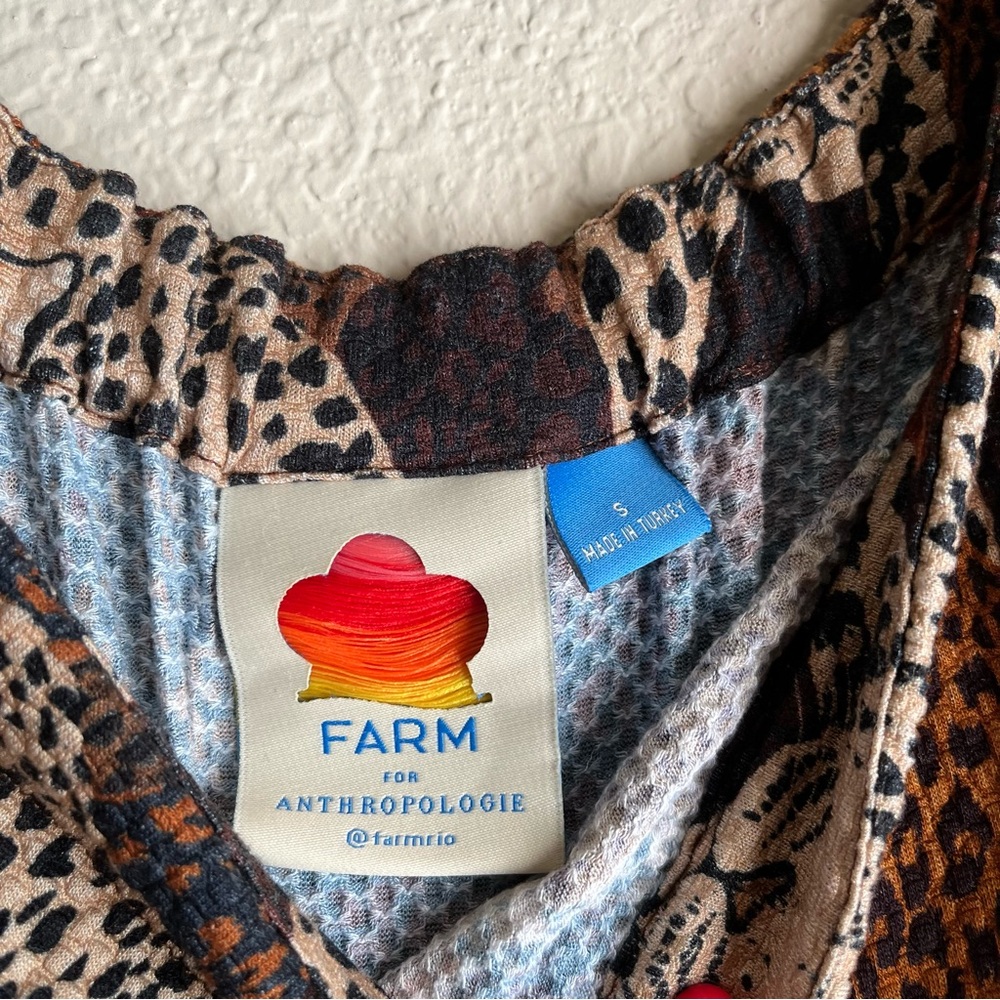 Anthropologie FARM Rio Animal Print Long Sleeve off the shoulder Jumpsuit - Picture 3 of 3